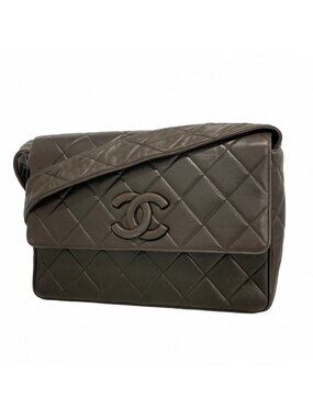 Chanel Shoulder Bag Quilted Lambskin Black Gold